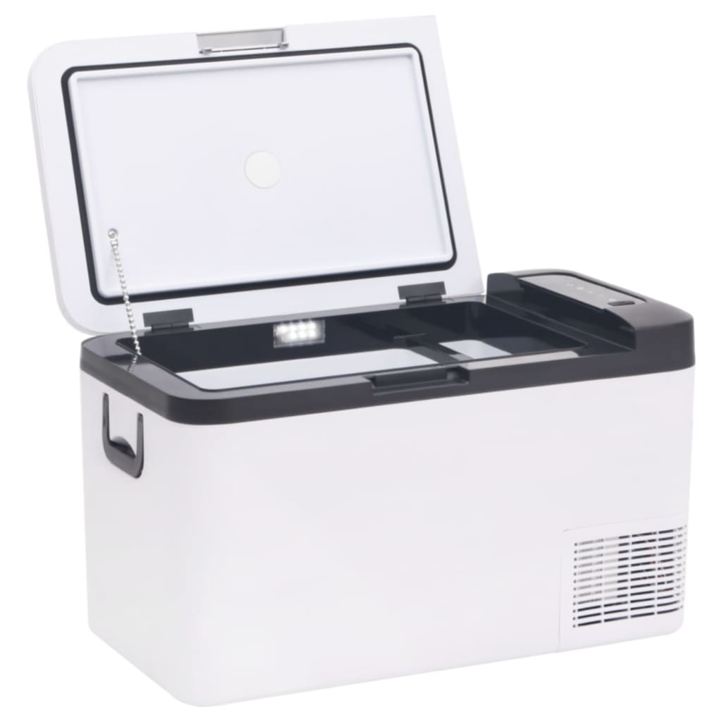VidaXL Koelbox met handvat en adapter 25 L PP PE zwart en wit