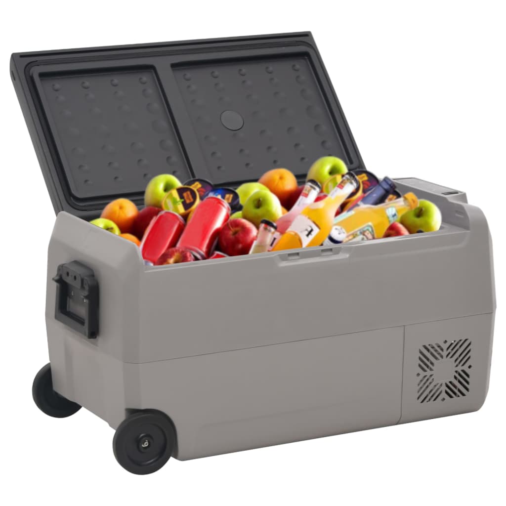 VidaXL Koelbox met wielen en adapter 36 L PP en PE zwart en grijs