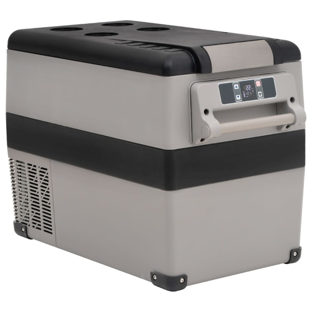 VidaXL Koelbox met handvat en adapter 45 L PP PE zwart en grijs