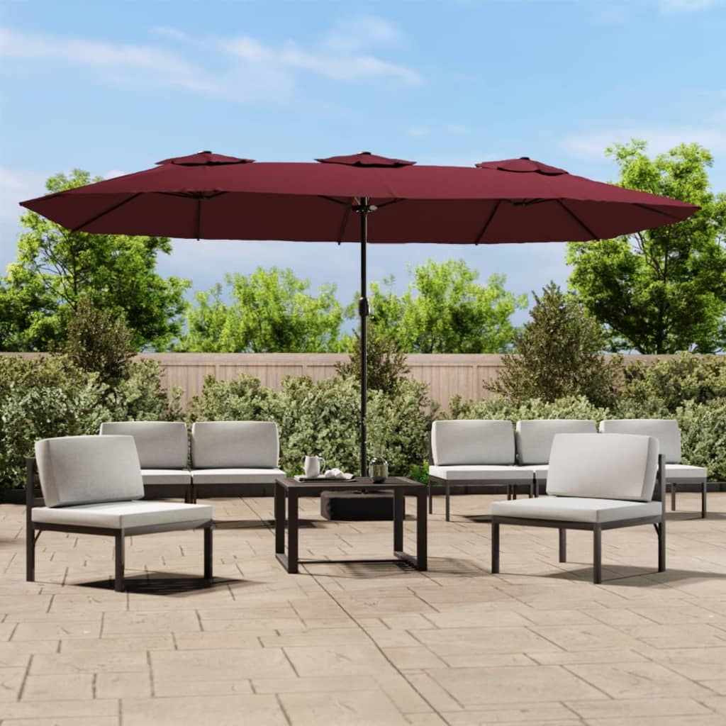 Vidaxl parasol dubbel dak 449x245 cm bordeauxrood