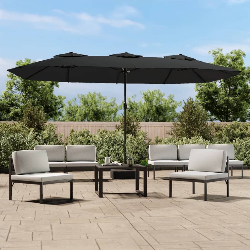 VidaXL Parasol dubbel dak 449x245 cm zwart