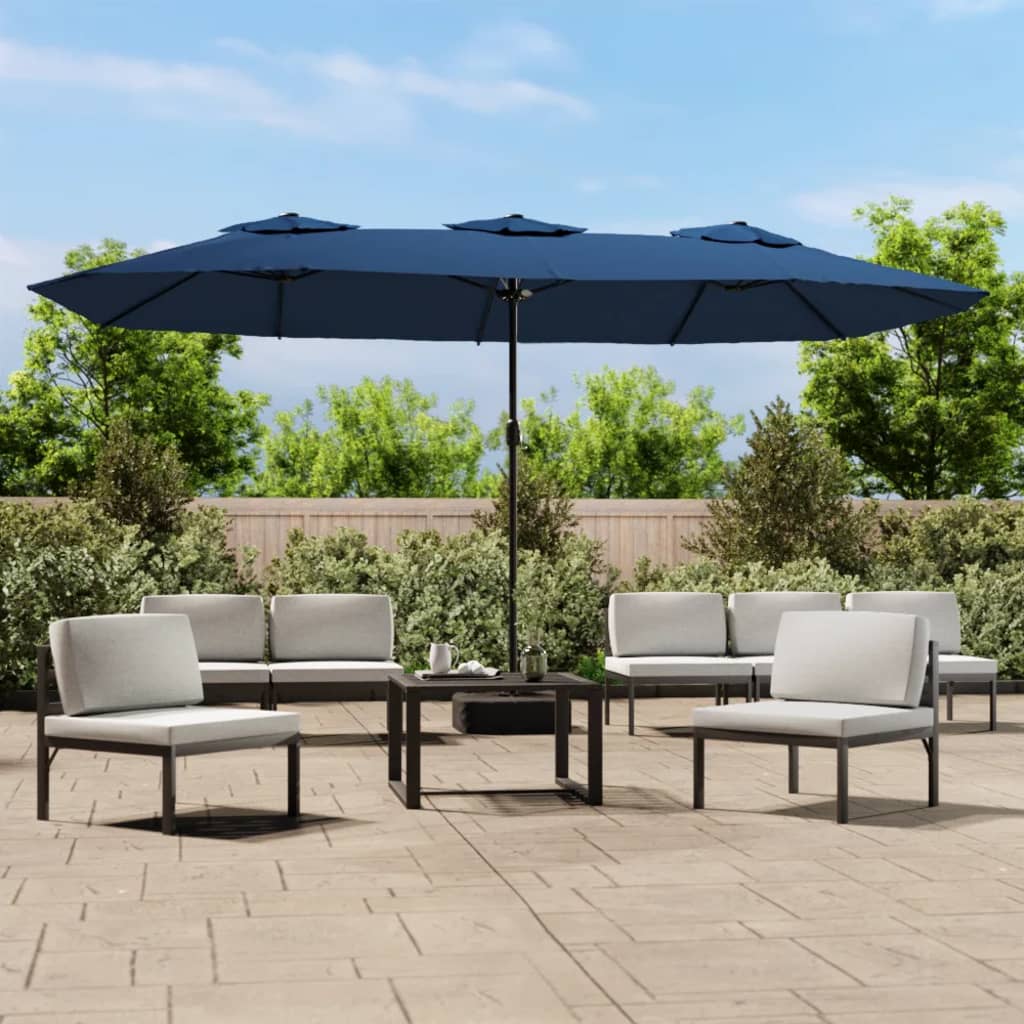 VidaXL Parasol dubbel dak 449x245 cm azuurblauw