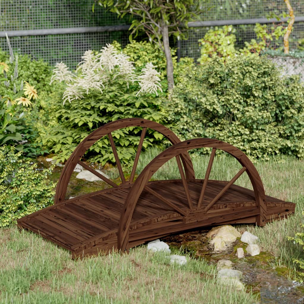 Vidaxl tuinbrug met half wiel 99x50x38 cm massief vurenhout