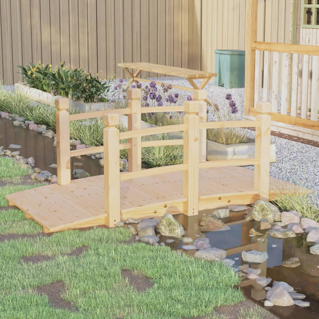 Vidaxl tuinbrug met leuningen 150x67x56 cm massief vurenhout
