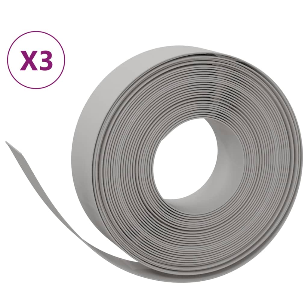 VidaXL Tuinranden 3 st 10 m 15 cm polyetheen grijs