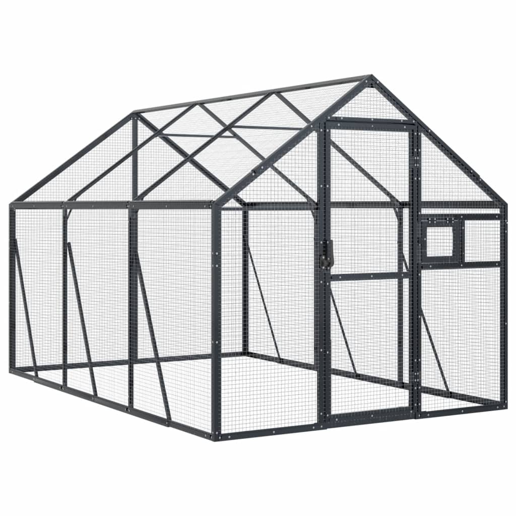 VidaXL Volière 1,79x3x1,85m aluminium antracietkleurig