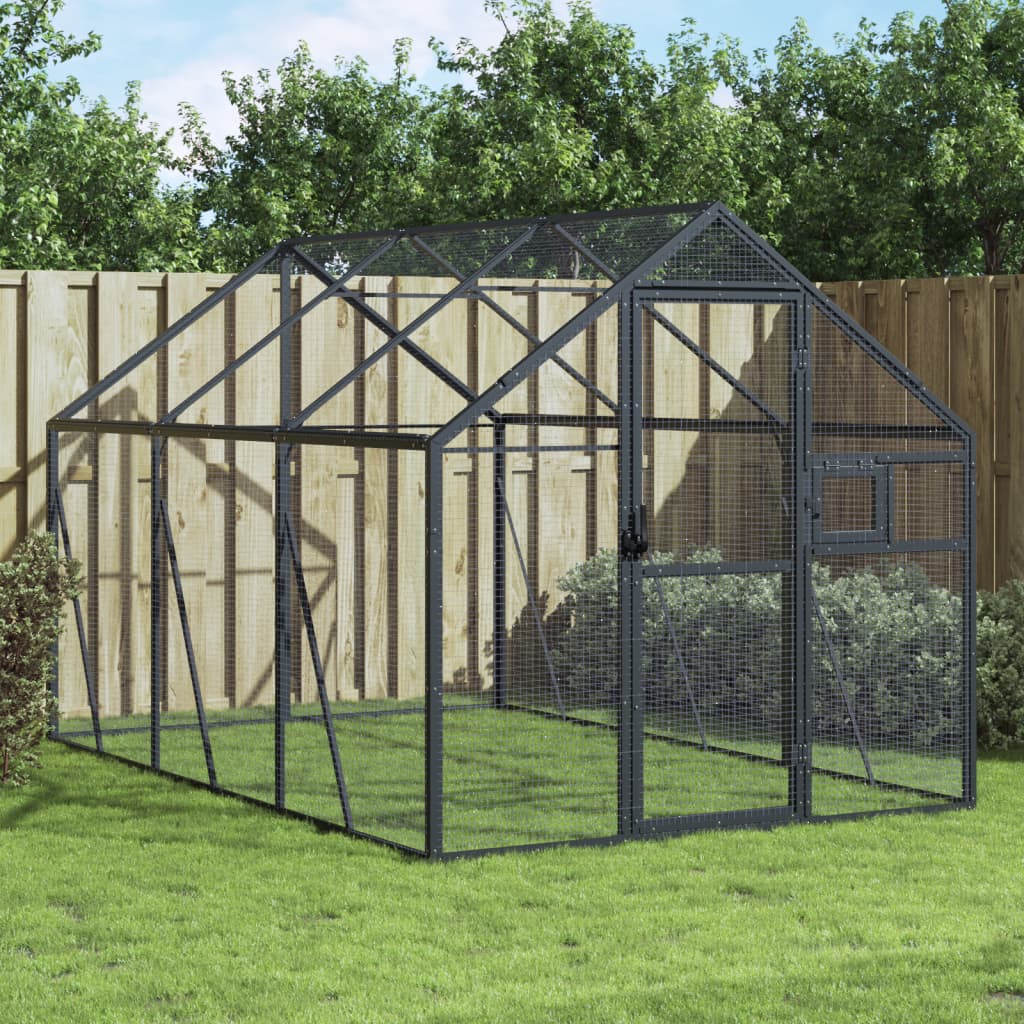 VidaXL Volière 1,79x3x1,85m aluminium antracietkleurig