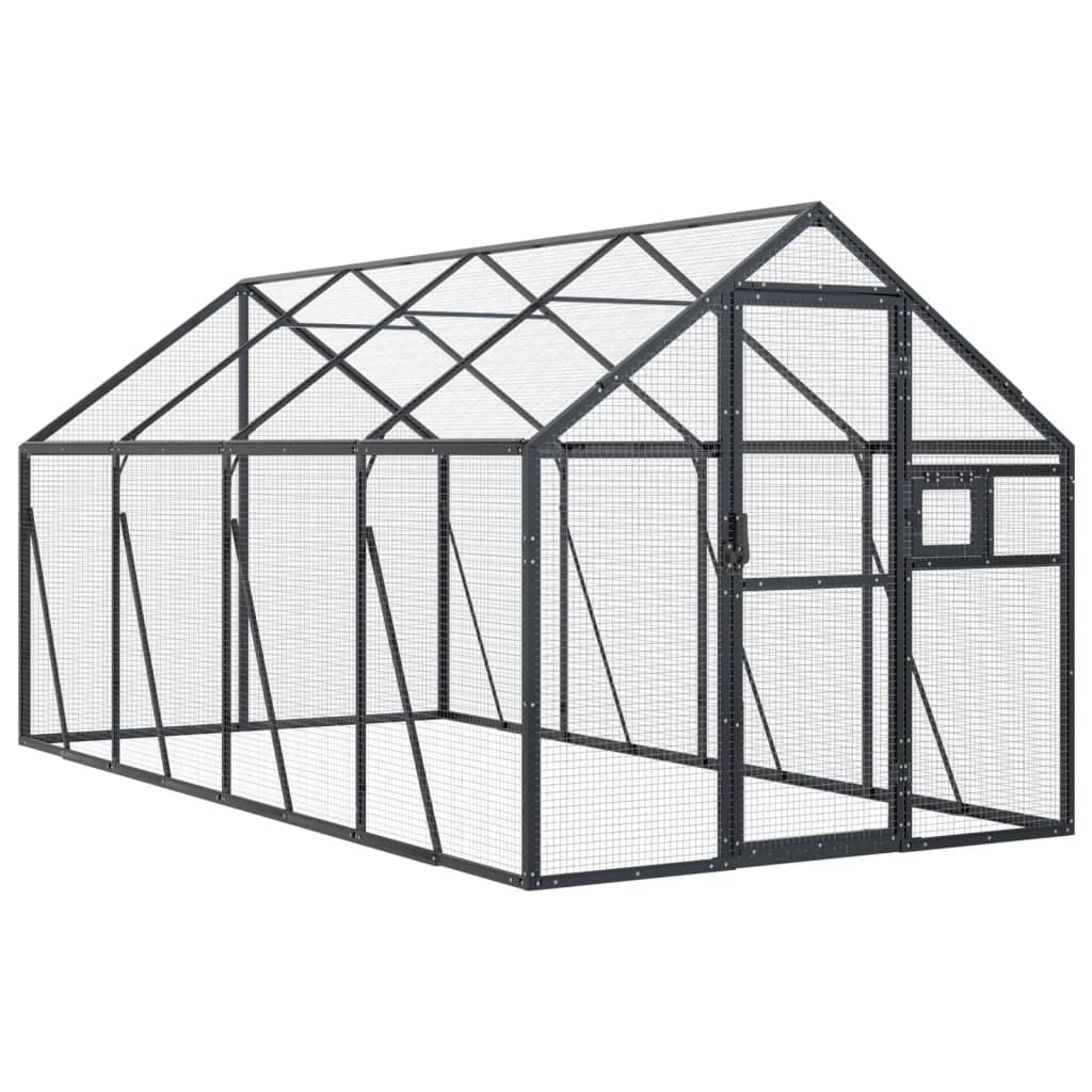 VidaXL Volière 1,79x4x1,85m aluminium antracietkleurig
