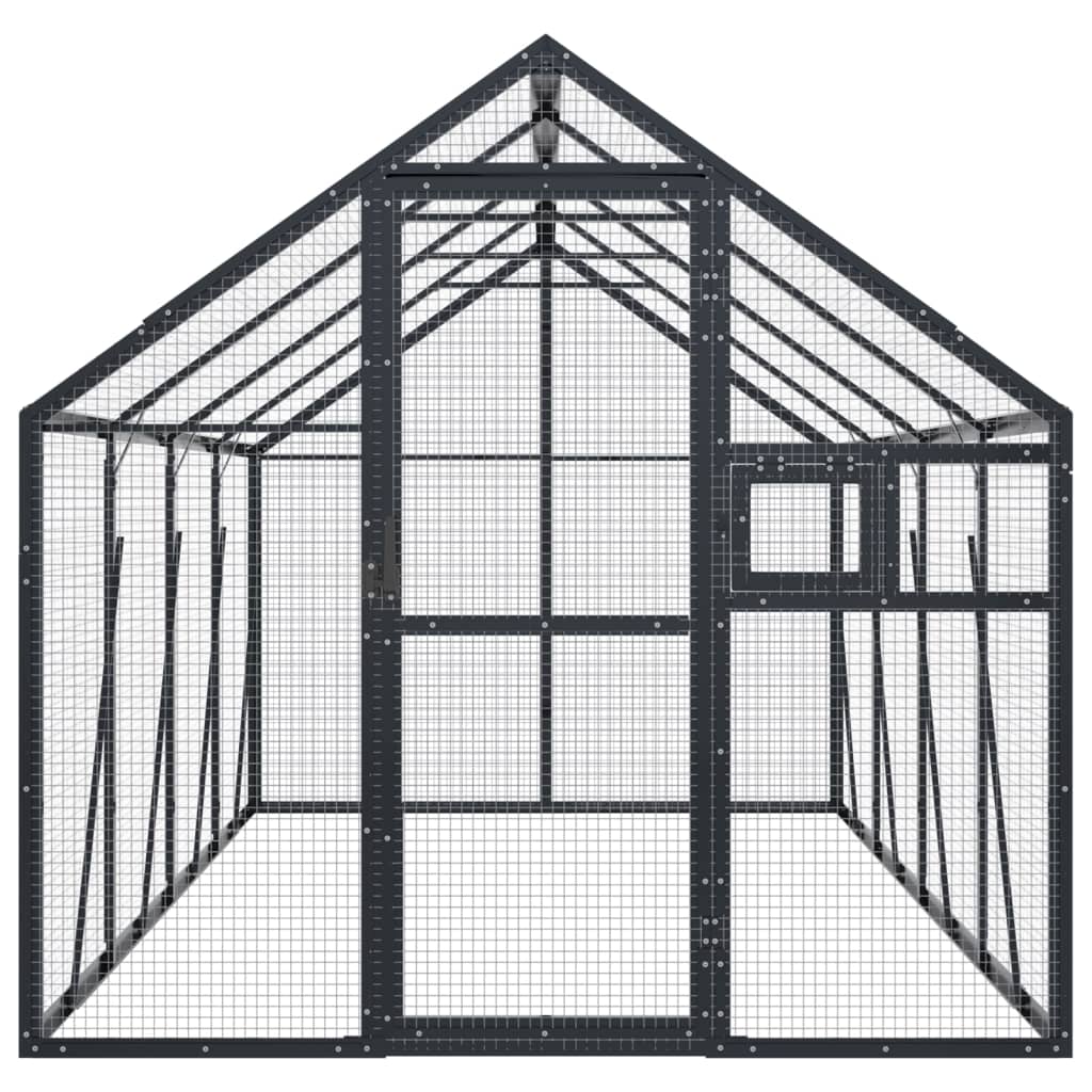VidaXL Volière 1,79x4x1,85m aluminium antracietkleurig