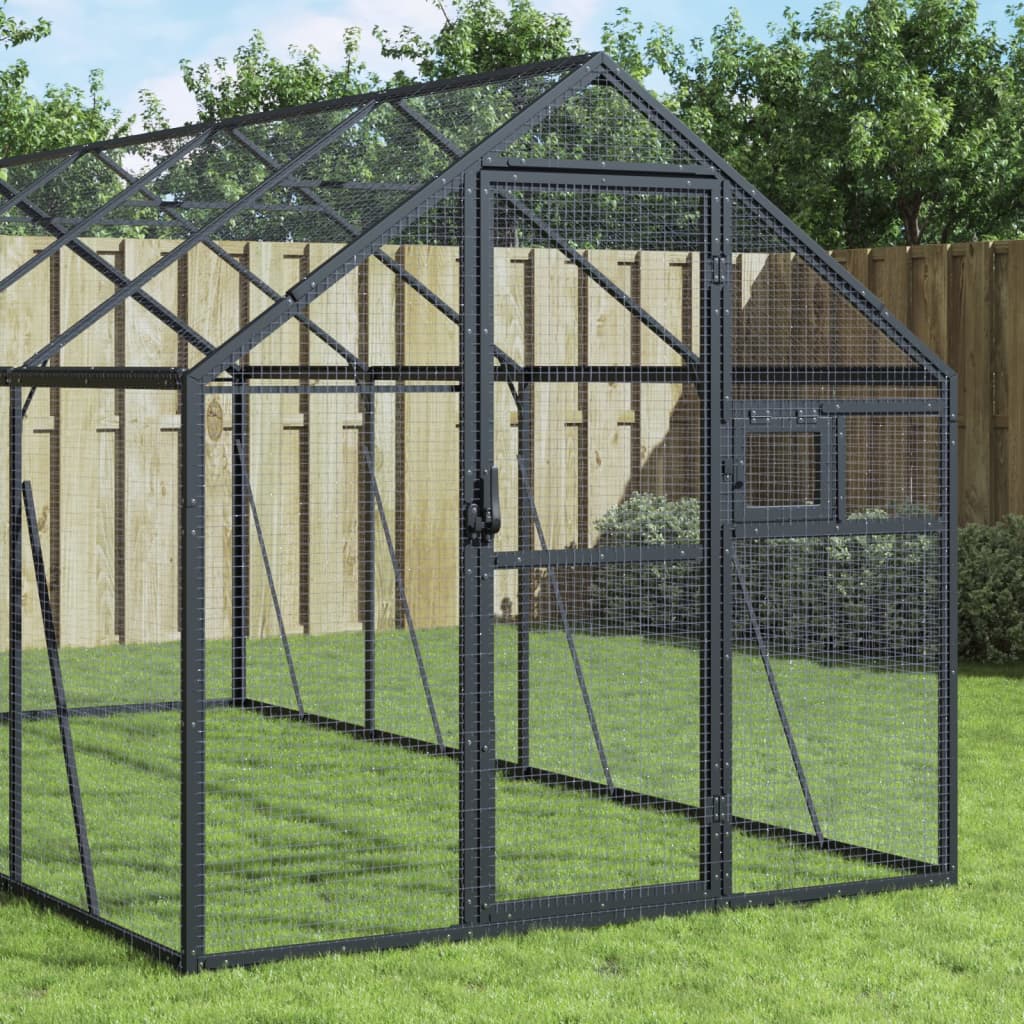 VidaXL Volière 1,79x4x1,85m aluminium antracietkleurig