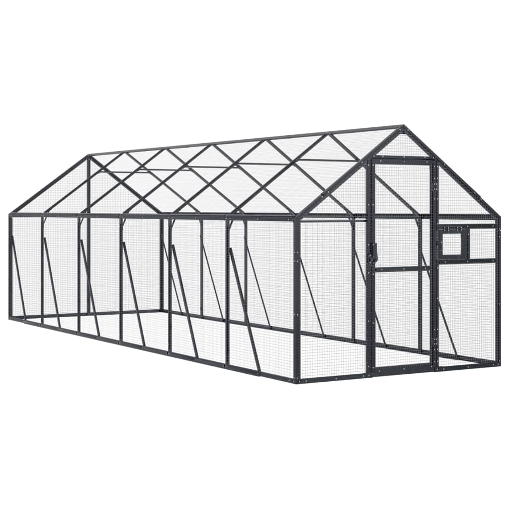 VidaXL Volière 1,79x6x1,85m aluminium antracietkleurig