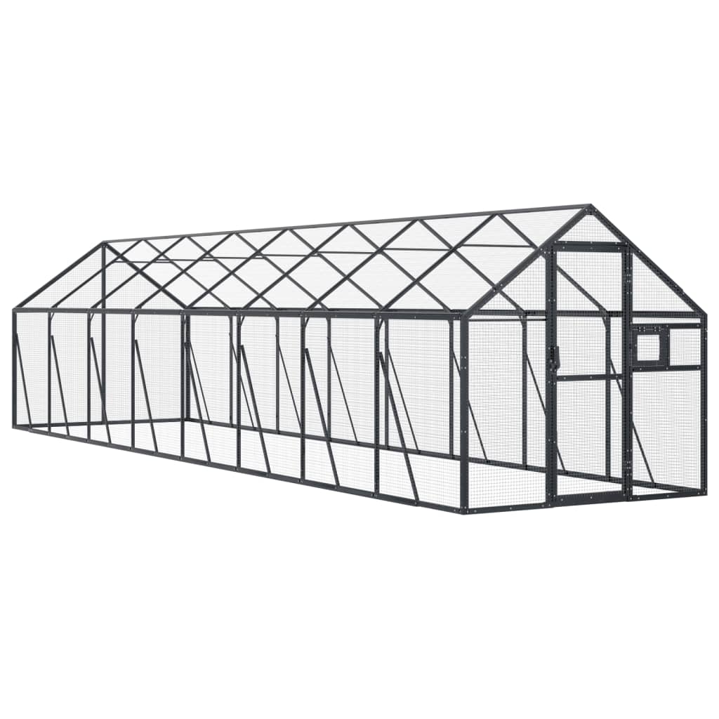 VidaXL Volière 1,79x8x1,85m aluminium antracietkleurig
