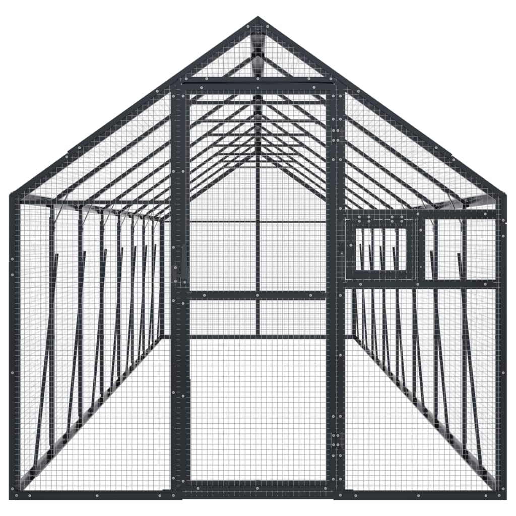 VidaXL Volière 1,79x8x1,85m aluminium antracietkleurig