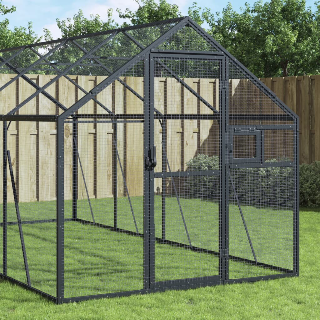VidaXL Volière 1,79x2x1,85m aluminium antracietkleurig