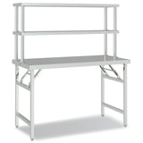 VidaXL Keukenwerktafel met bovenschap 120x60x145 cm roestvrij staal