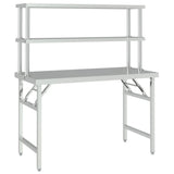 VidaXL Keukenwerktafel met bovenschap 120x60x145 cm roestvrij staal