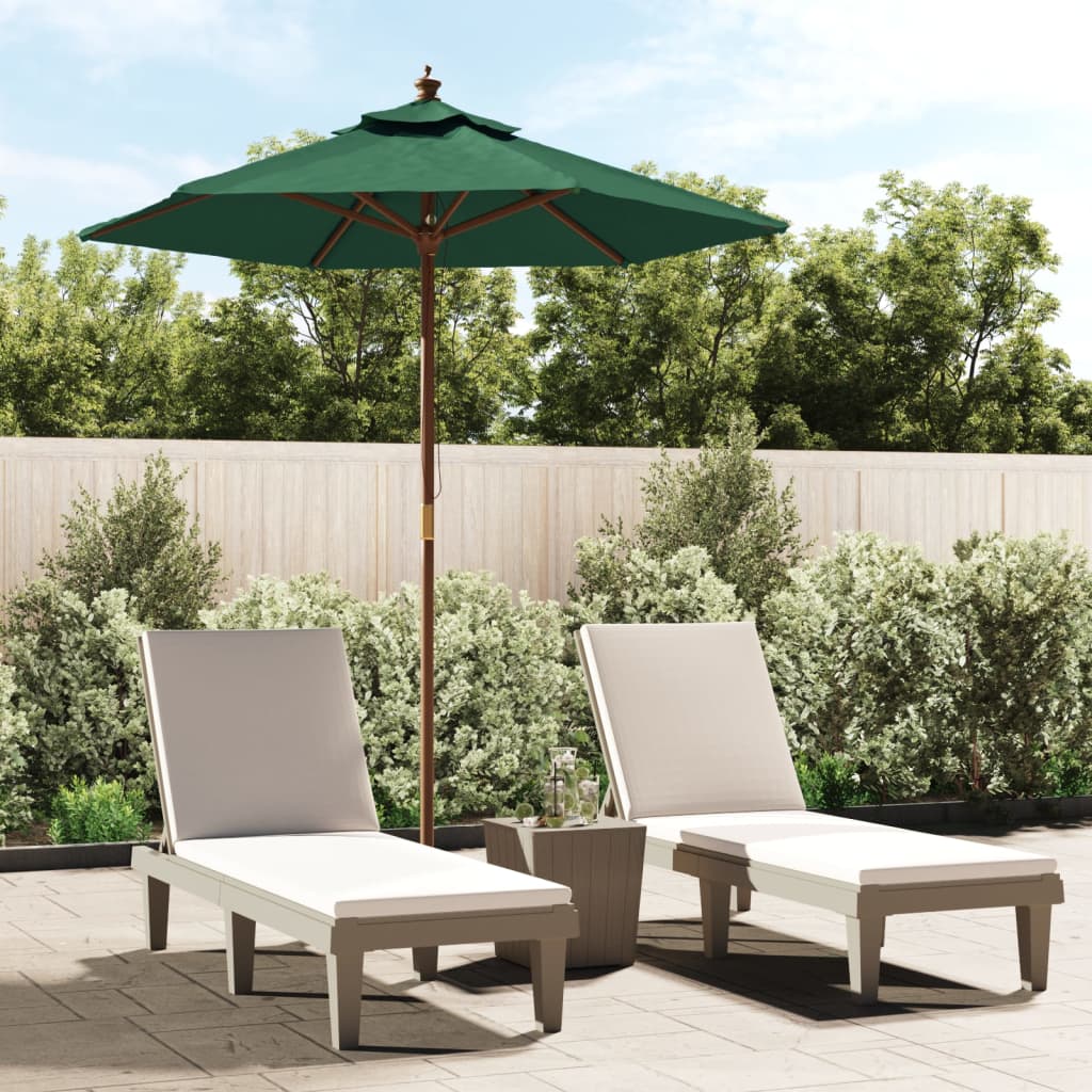 VidaXL Parasol met houten paal 196x231 cm groen