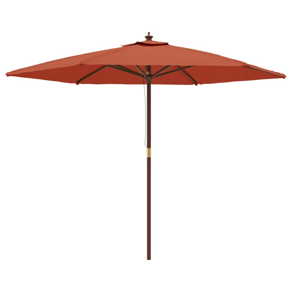 Vidaxl parasol met houten paal 299x240 cm terracottakleurig