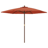 Vidaxl parasol met houten paal 299x240 cm terracottakleurig