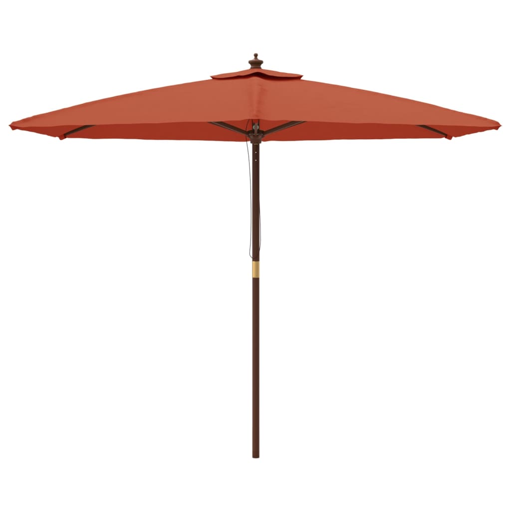 Vidaxl parasol met houten paal 299x240 cm terracottakleurig