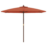 Vidaxl parasol met houten paal 299x240 cm terracottakleurig
