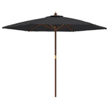 Vidaxl parasol met houten paal 299x240 cm zwart
