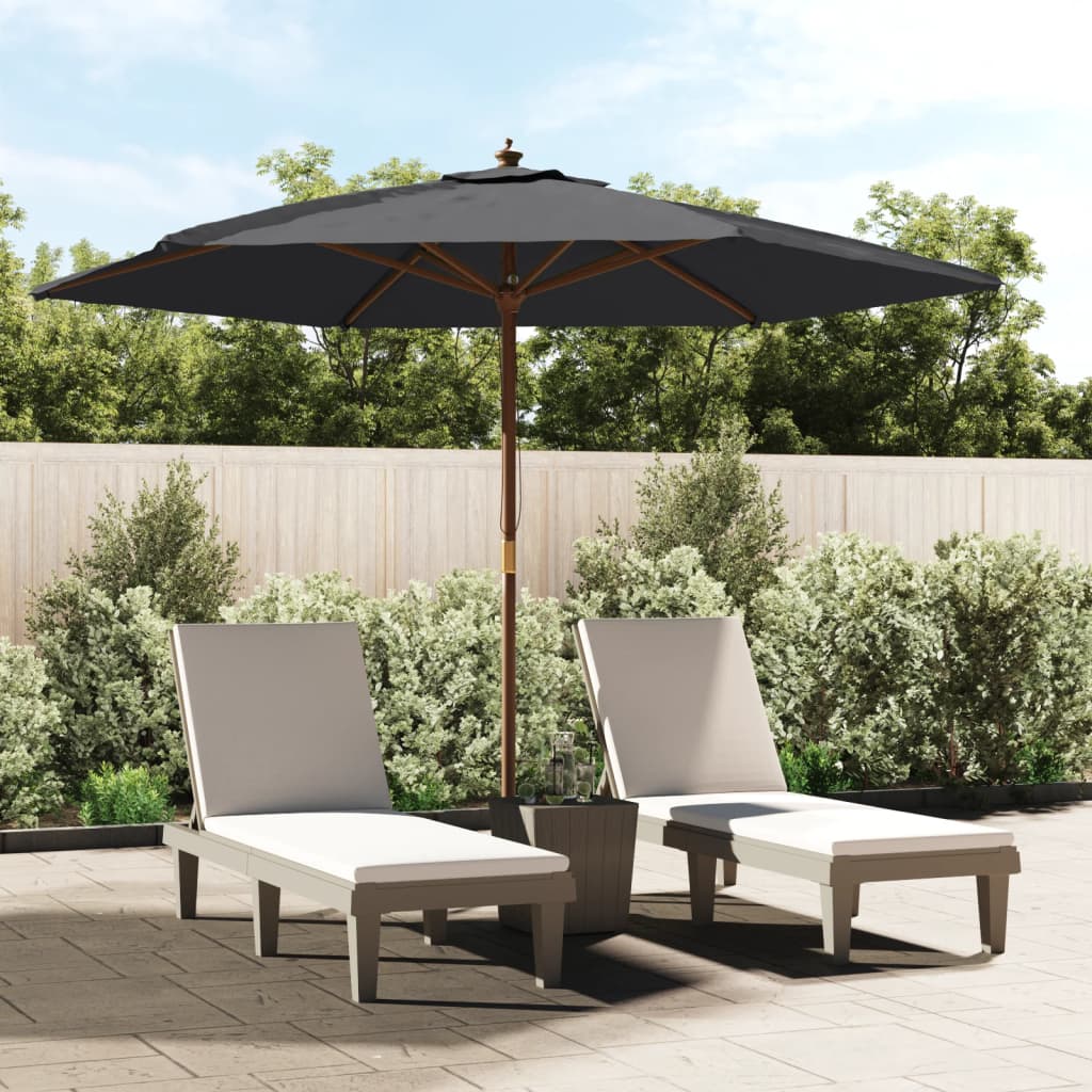 Vidaxl parasol met houten paal 299x240 cm zwart