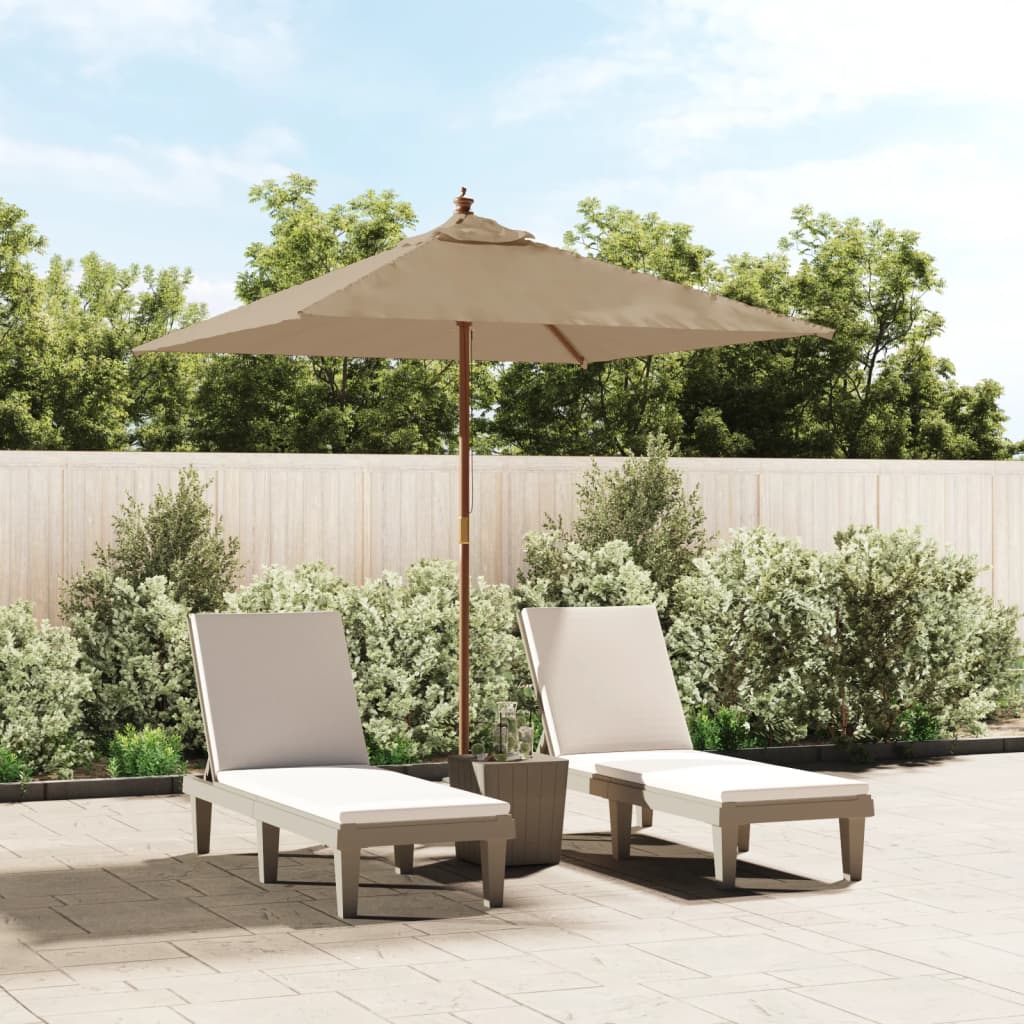 VidaXL Parasol met houten paal 198x198x231 cm taupe
