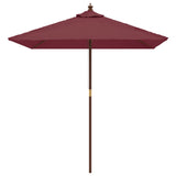 VidaXL Parasol met houten paal 198x198x231 cm bordeauxrood