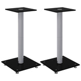Vidaxl luidsprekerstandaards 2 st 1 pijler gehard glas zwart en zilver