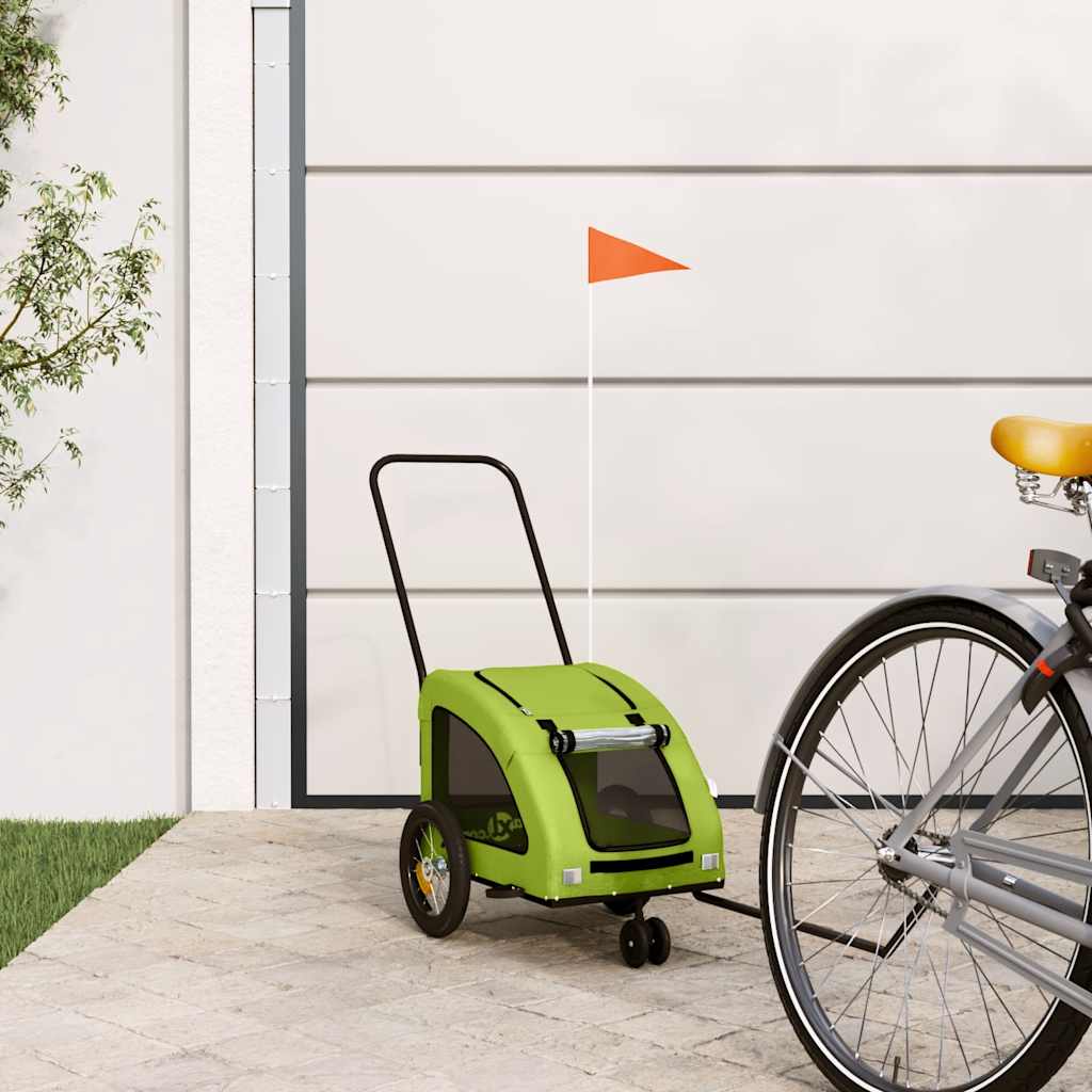 Vidaxl hondenfietstrailer oxford stof en ijzer groen