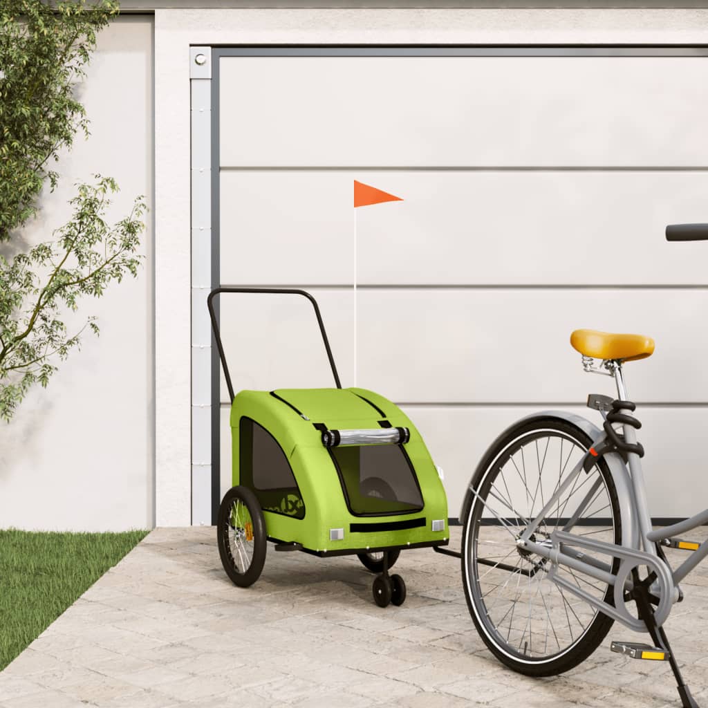 Vidaxl hondenfietstrailer oxford stof en ijzer groen