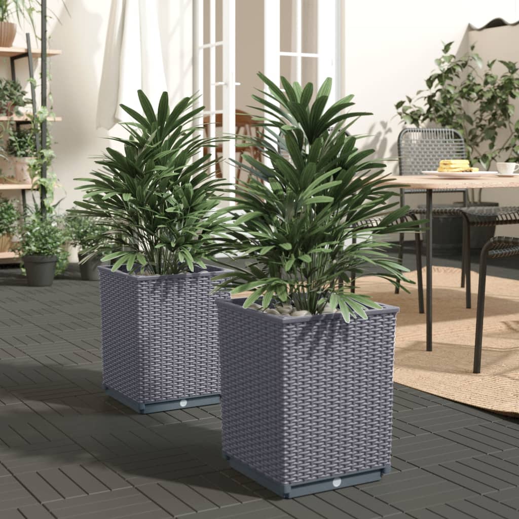 Vidaxl plantenbakken 2 st 30x30x37 cm polypropeen blauwgrijs