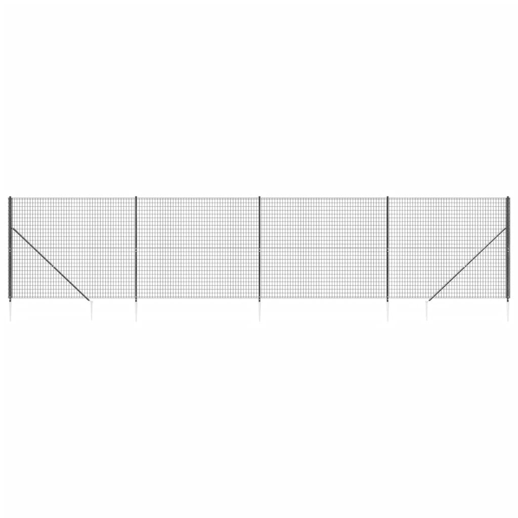 Vidaxl draadgaashek met grondankers 1,6x10 m antracietkleurig
