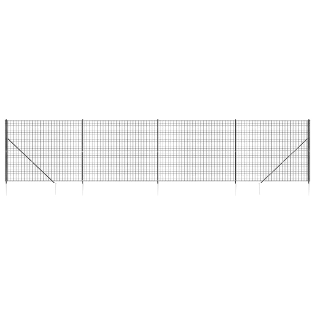 Vidaxl draadgaashek met grondankers 1,8x10 m antracietkleurig