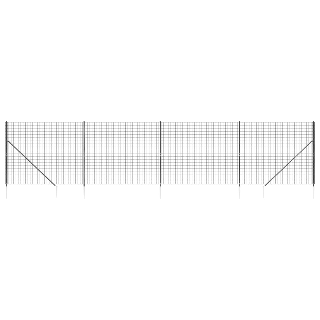 Vidaxl draadgaashek met grondankers 1,8x10 m antracietkleurig