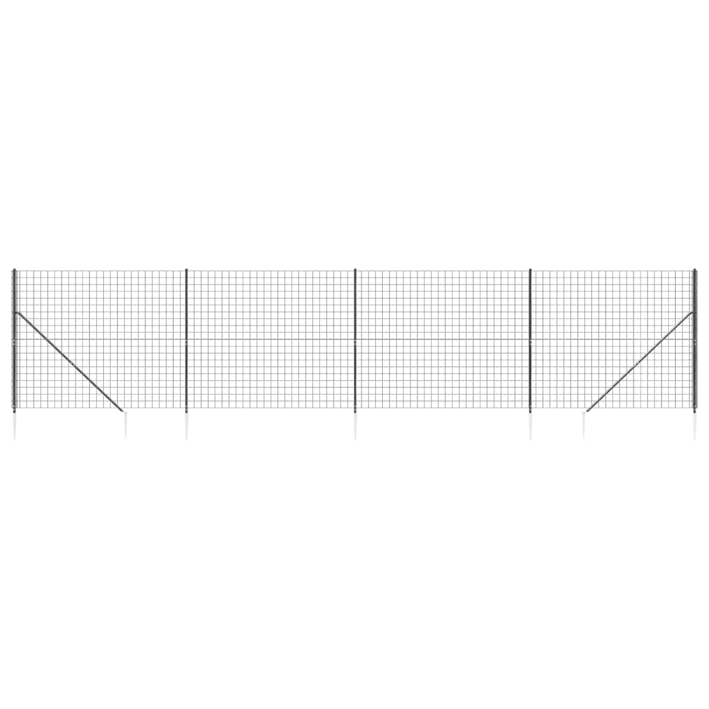 Vidaxl draadgaashek met grondankers 1,4x10 m antracietkleurig