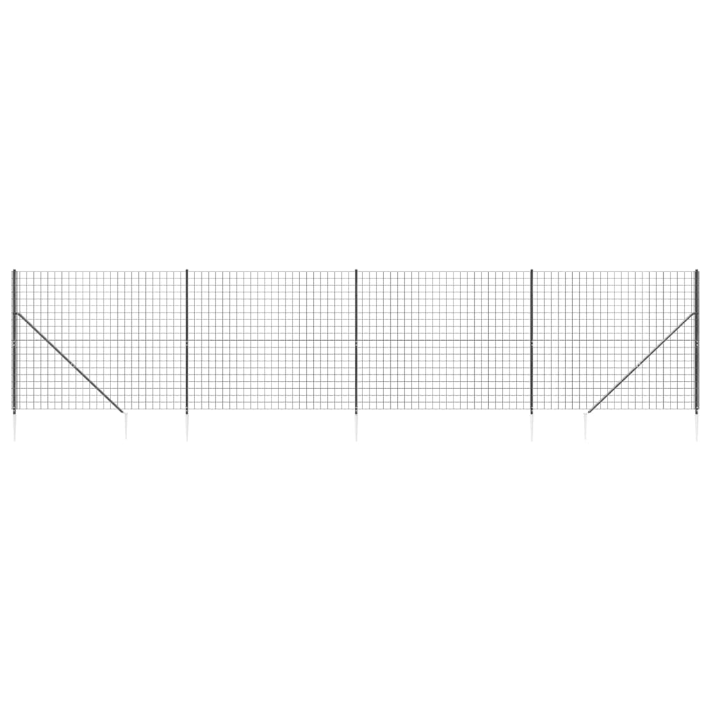 Vidaxl draadgaashek met grondankers 1,6x10 m antracietkleurig