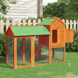 Vidaxl kippenhok 193x65x117 cm massief grenenhout bruin