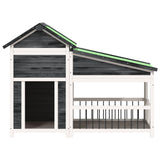 Vidaxl hondenhok 143x60,5x109 cm massief grenenhout grijs