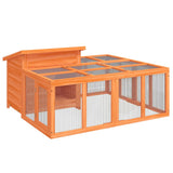 VidaXL Konijnenhok 144x123x67,5 cm massief grenenhout bruin