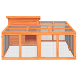 VidaXL Konijnenhok 144x123x67,5 cm massief grenenhout bruin