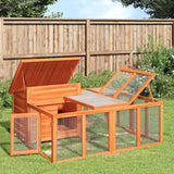 VidaXL Konijnenhok 144x123x67,5 cm massief grenenhout bruin