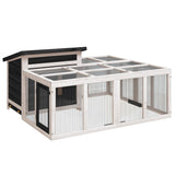 VidaXL Konijnenhok 144x123x67,5 cm massief grenenhout grijs