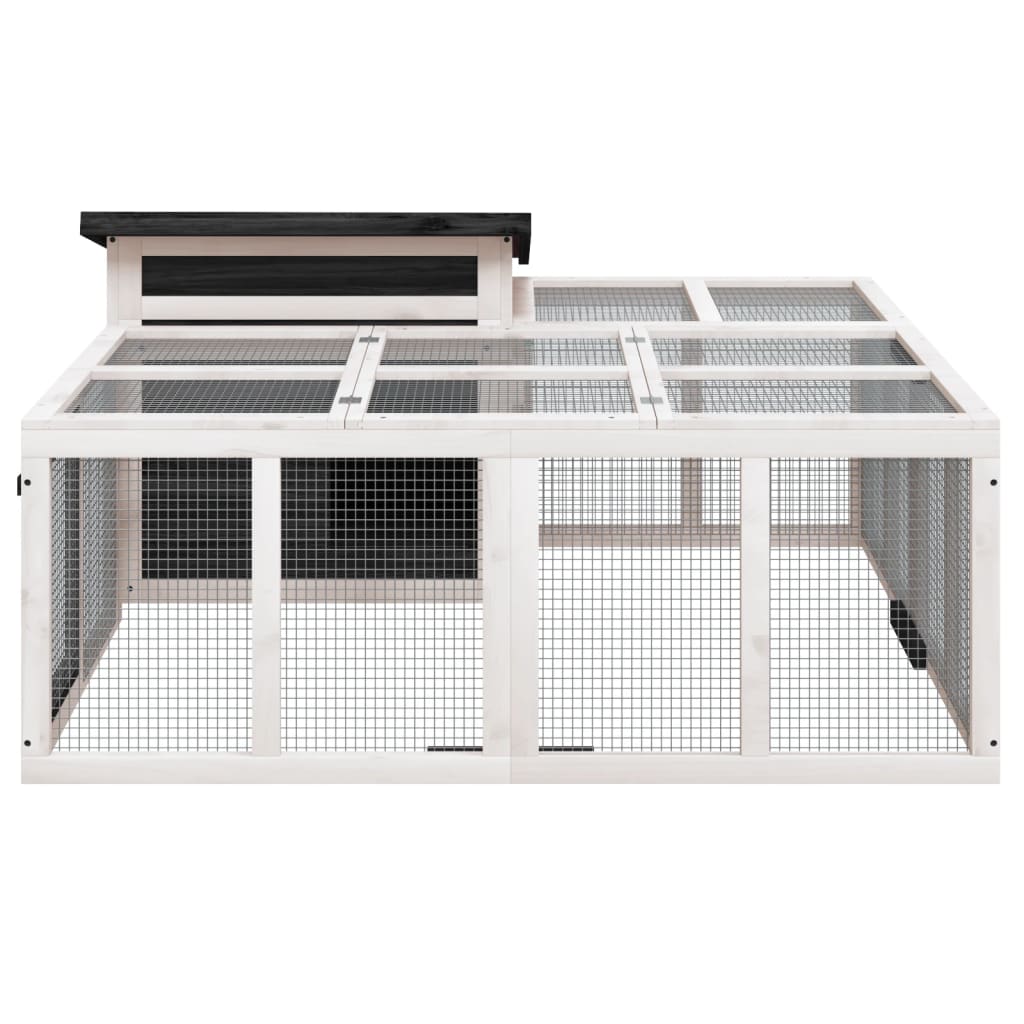 VidaXL Konijnenhok 144x123x67,5 cm massief grenenhout grijs