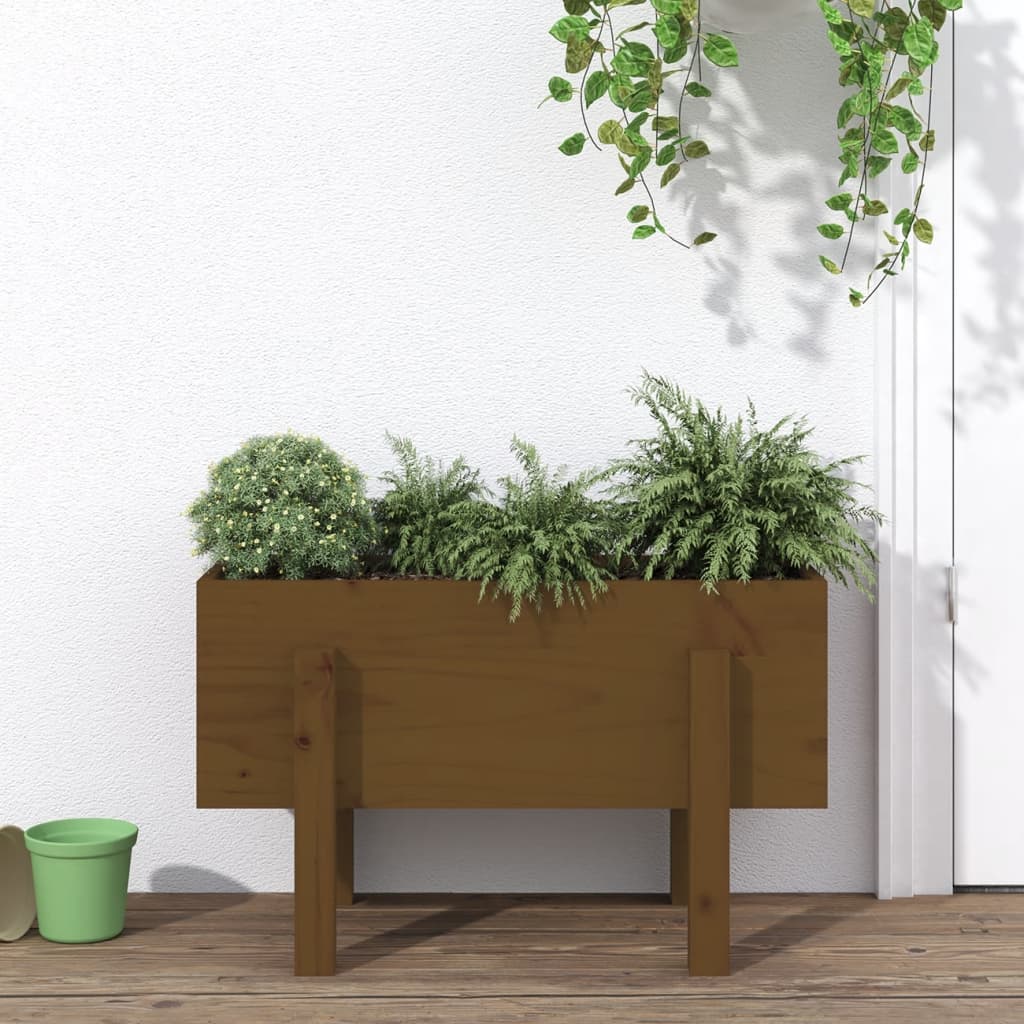 Vidaxl plantenbak 62x30x38 cm massief grenenhout honingbruin