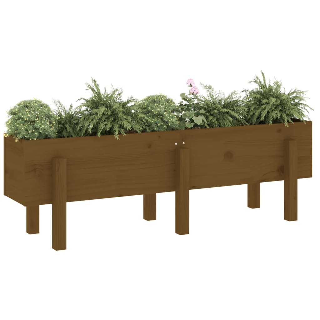 VidaXL Plantenbak verhoogd 121x30x38 cm massief grenenhout honingbruin