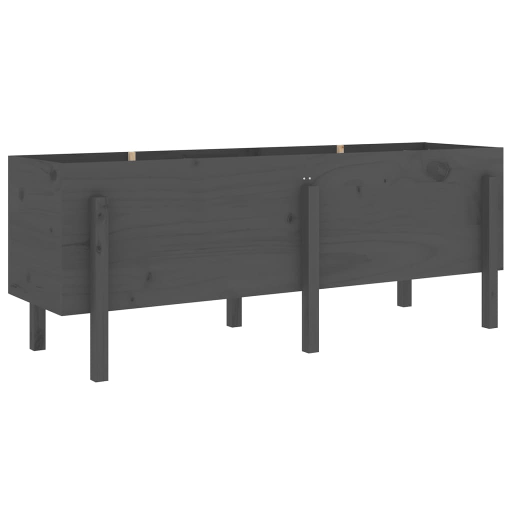 Vidaxl plantenbak verhoogd 160x50x57 cm massief grenenhout grijs