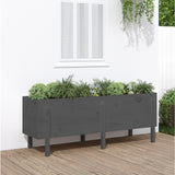 Vidaxl plantenbak verhoogd 160x50x57 cm massief grenenhout grijs