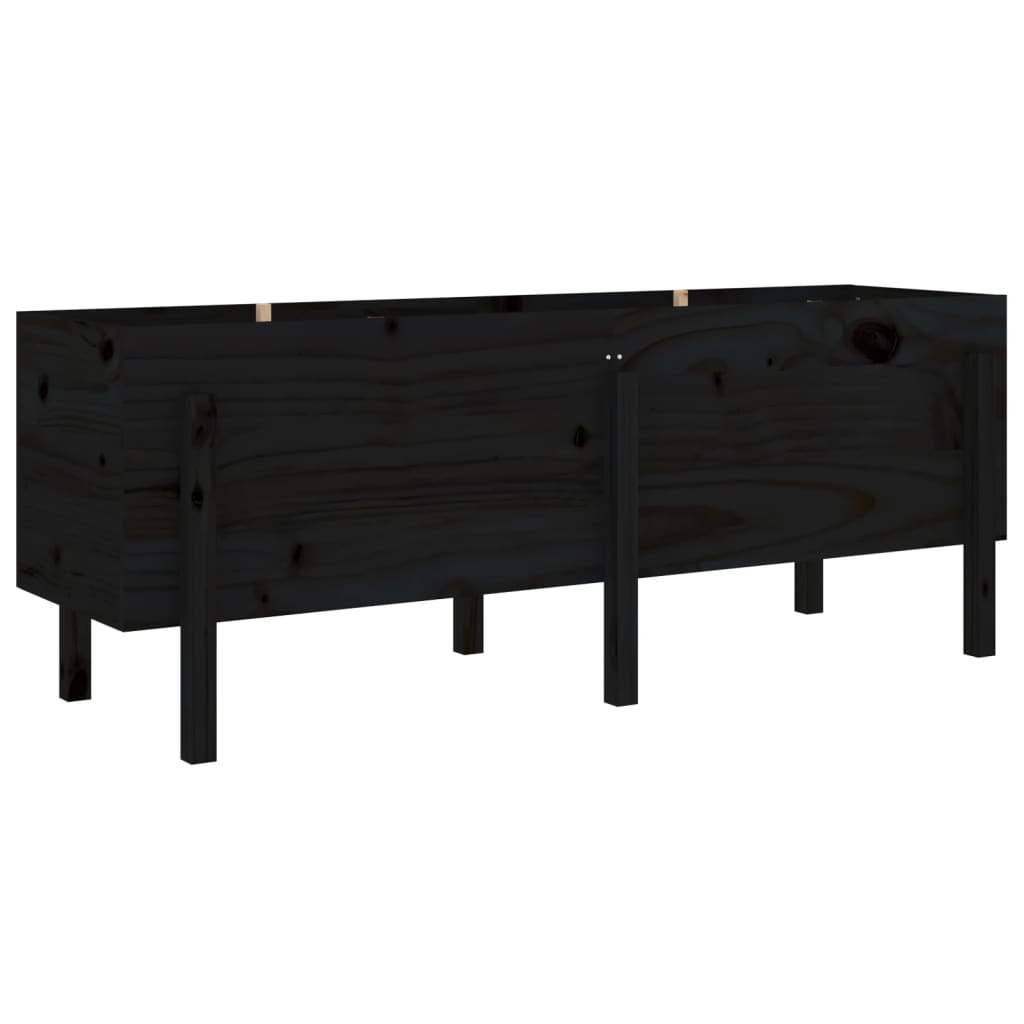 Vidaxl plantenbak verhoogd 160x50x57 cm massief grenenhout zwart